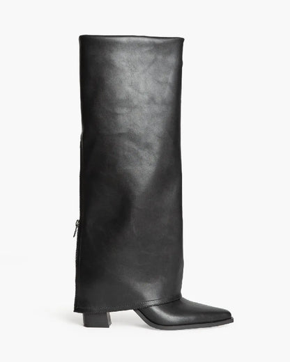 HIGH KNEE FOLD OVER WESTERN BOOTS-Boots-CORINA- Pointure.AE