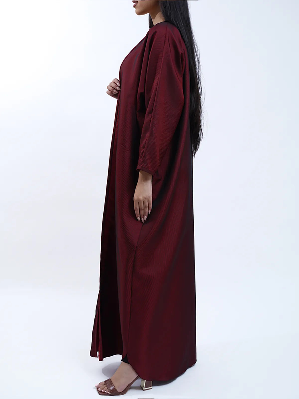 Jacquard Oversized Abaya in Red-Abayas-KURUNKOO- Pointure.AE