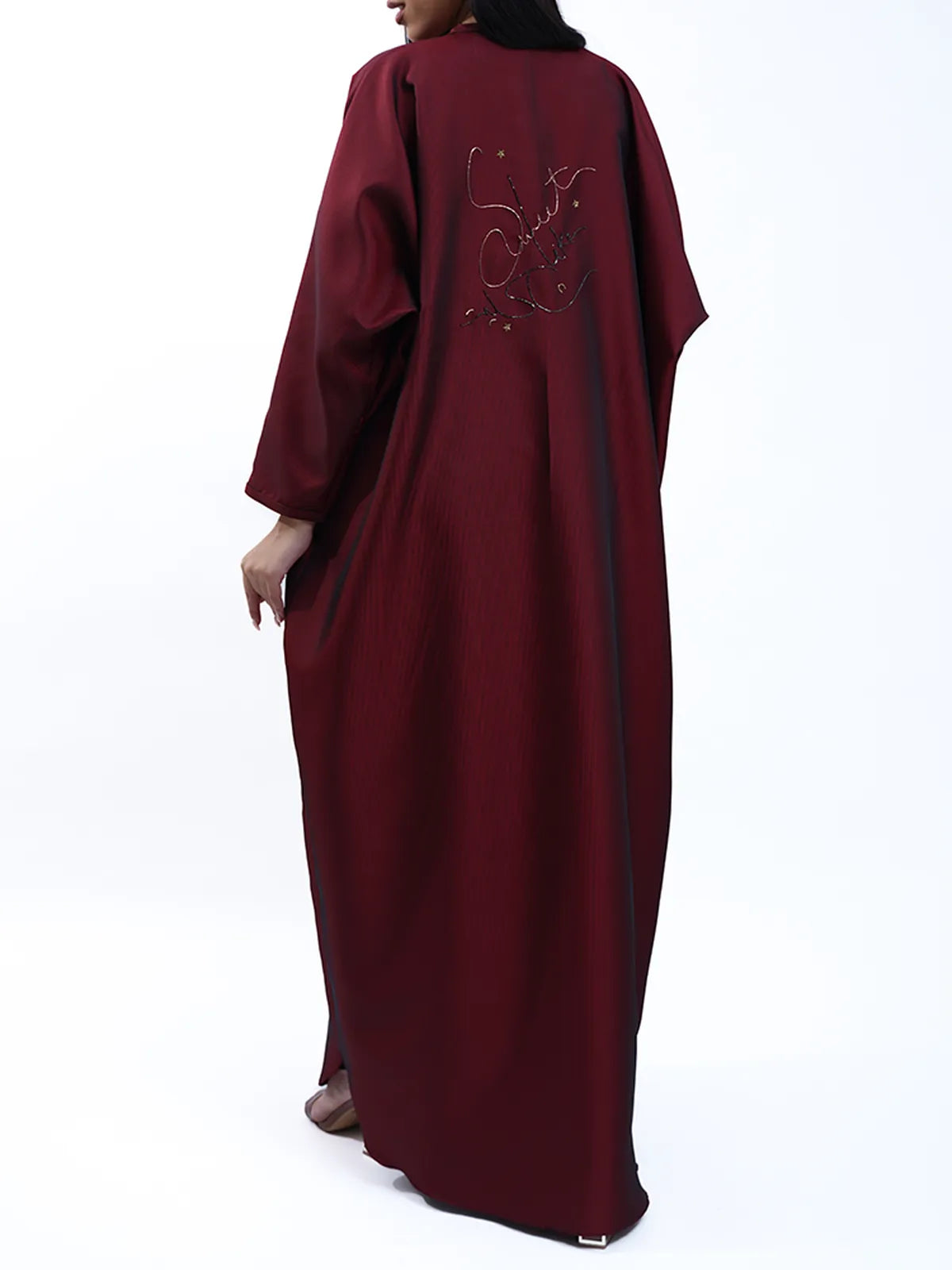 Jacquard Oversized Abaya in Red-Abayas-KURUNKOO- Pointure.AE