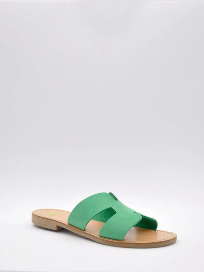 LEATHER WIDE STRAP SLIPPER-Slippers-MAGA MILANO- Pointure.AE