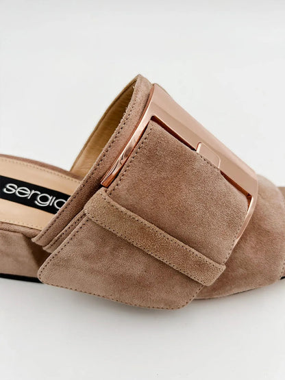 LOGO-APPLIQUÉ BUCKLED LEATHER MULE-Mules-SERGIO ROSSI- Pointure.AE