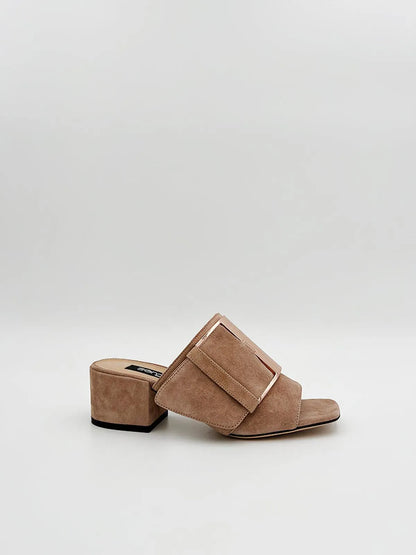 LOGO-APPLIQUÉ BUCKLED LEATHER MULE-Mules-SERGIO ROSSI- Pointure.AE