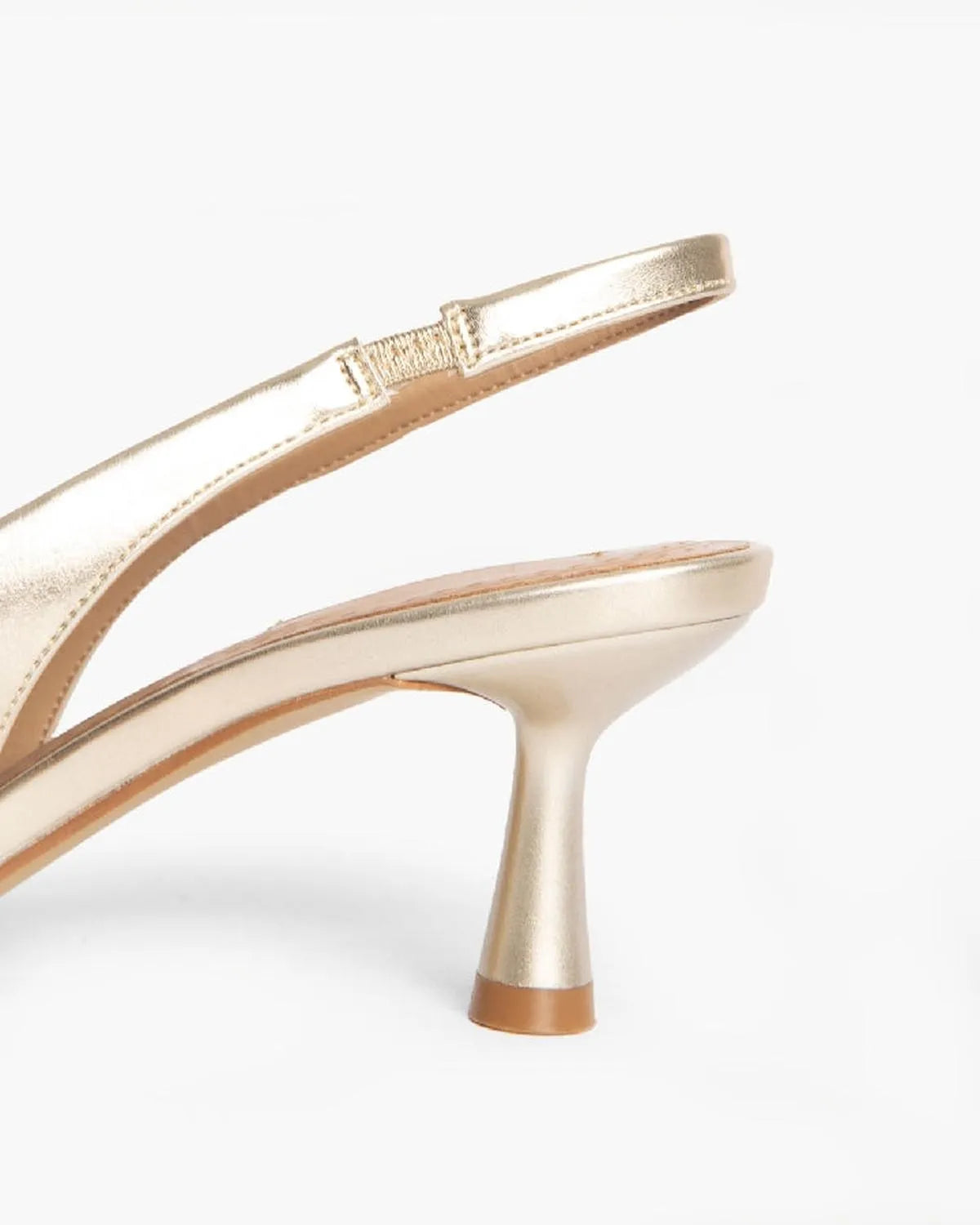LOW HEEL SLING BACK IN GOLD-Sling Backs-CORINA- Pointure.AE