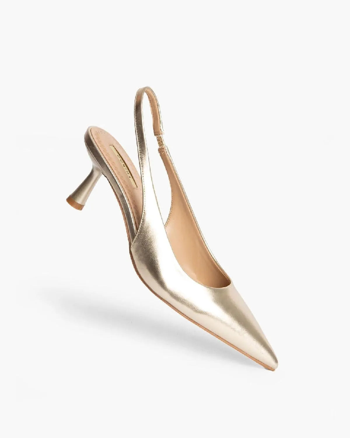 LOW HEEL SLING BACK IN GOLD-Sling Backs-CORINA- Pointure.AE