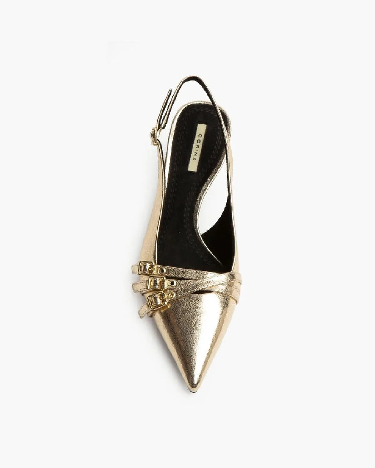 LOW HEEL SLING BACK IN GOLD-Sling Backs-CORINA- Pointure.AE