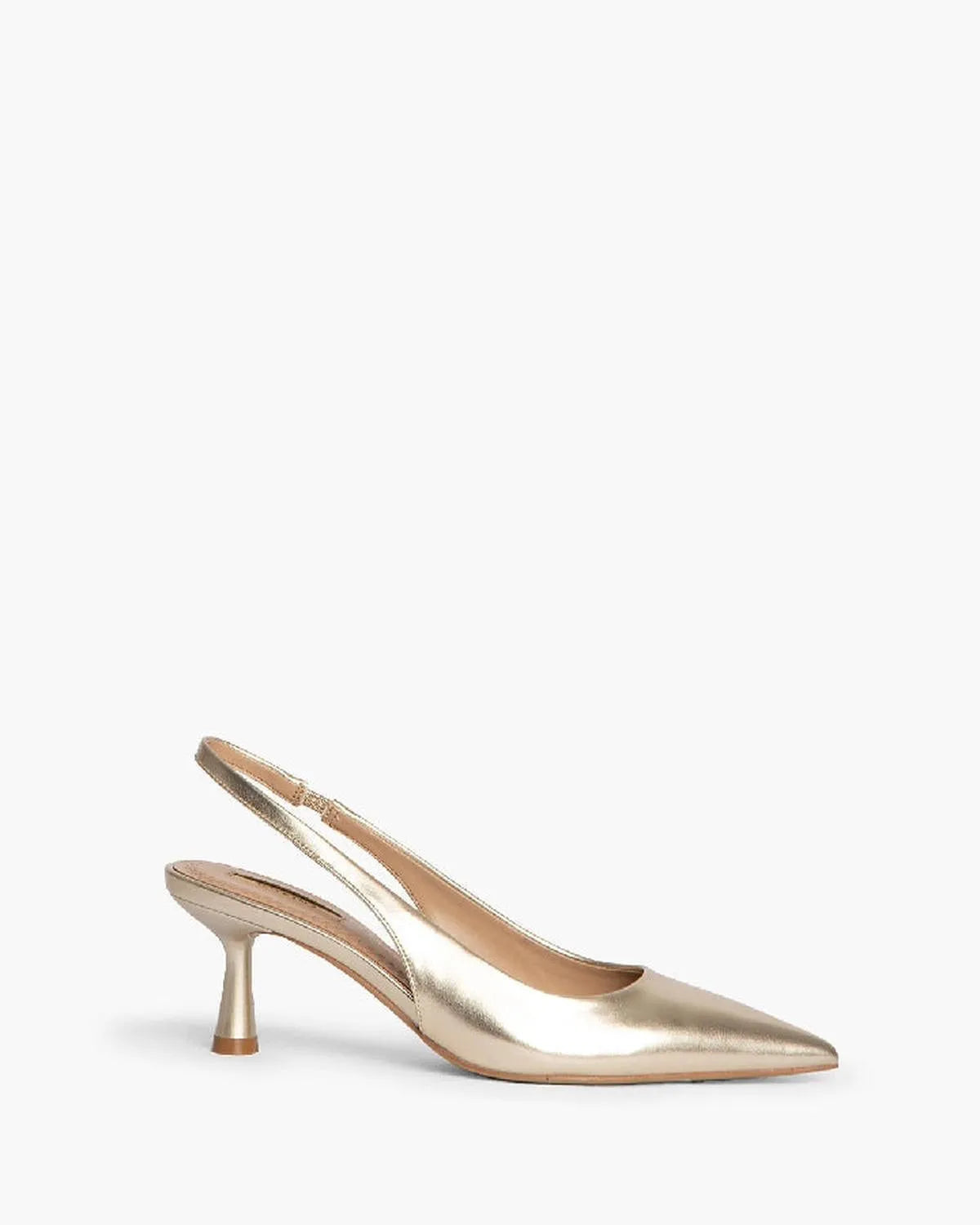 LOW HEEL SLING BACK IN GOLD-Sling Backs-CORINA- Pointure.AE