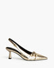 Low Heel Sling Back in Gold – Sling Backs by Corina | MĀJÅ