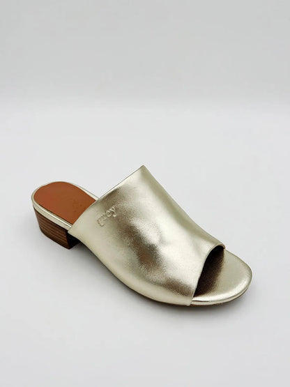 LOW HEELED MULE IN GOLD-Mules-GREY- Pointure.AE