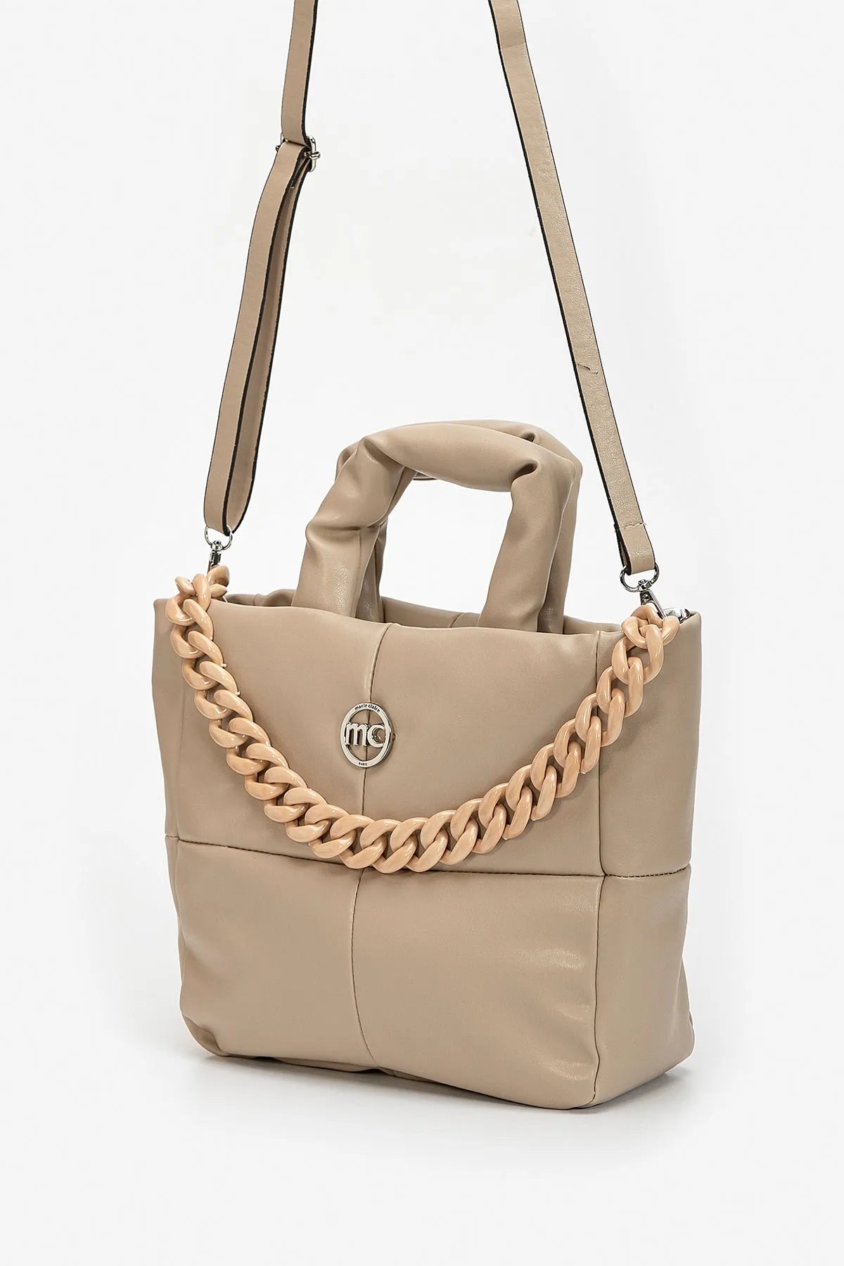 MEDIUM HANDBAG WITH DECORATIVE CHAIN-Top Handle Bags-MARIE CLAIRE- Pointure.AE