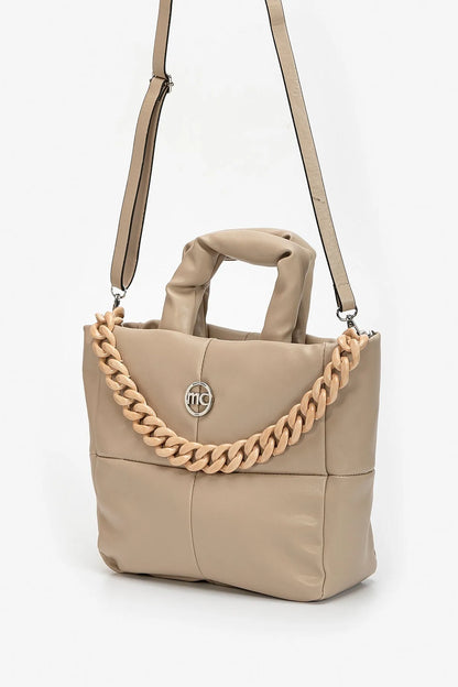 MEDIUM HANDBAG WITH DECORATIVE CHAIN-Top Handle Bags-MARIE CLAIRE- Pointure.AE