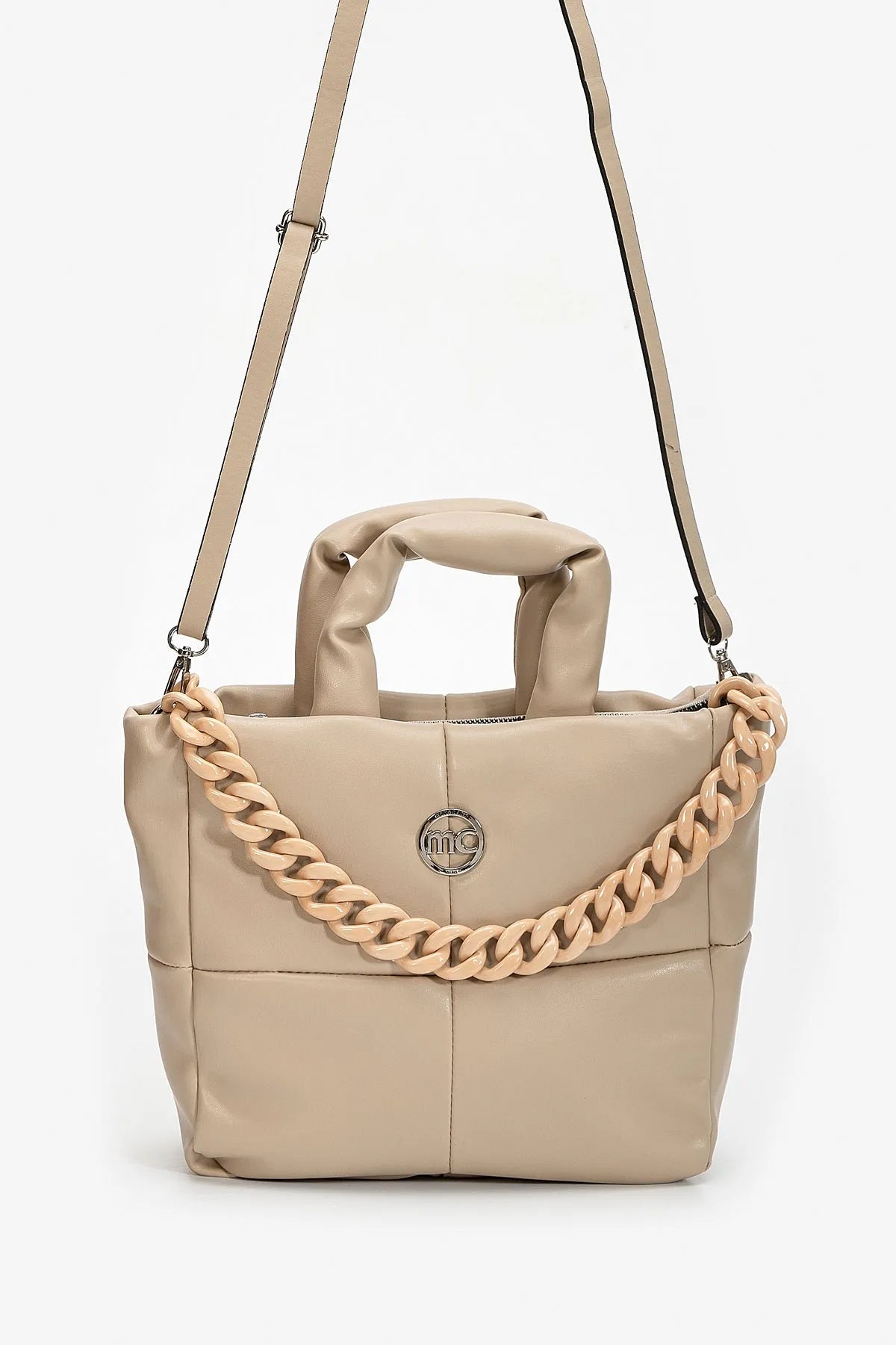 MEDIUM HANDBAG WITH DECORATIVE CHAIN-Top Handle Bags-MARIE CLAIRE- Pointure.AE
