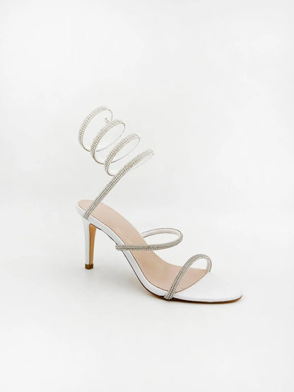 MEDIUM HEELED SANDALS IN WHITE-Sandals-TUCINO- Pointure.AE