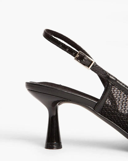 METALLIC MESH SLING BACK IN BLACK-Sling Backs-CORINA- Pointure.AE