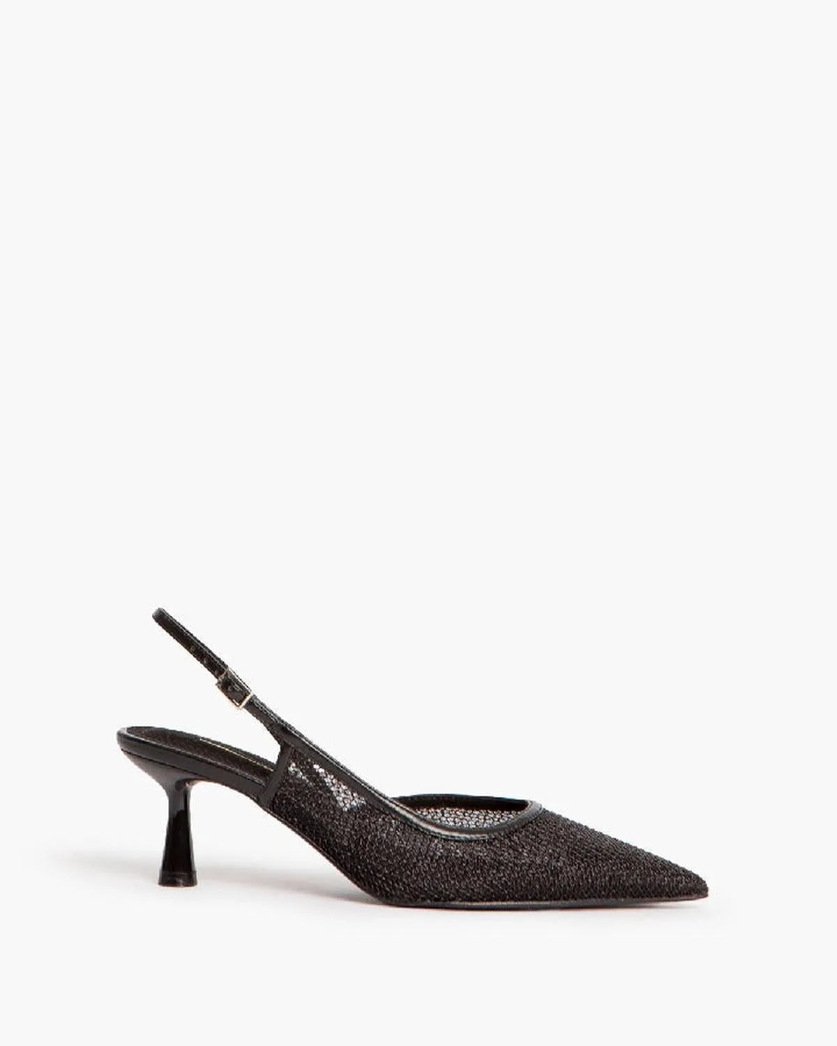 METALLIC MESH SLING BACK IN BLACK-Sling Backs-CORINA- Pointure.AE