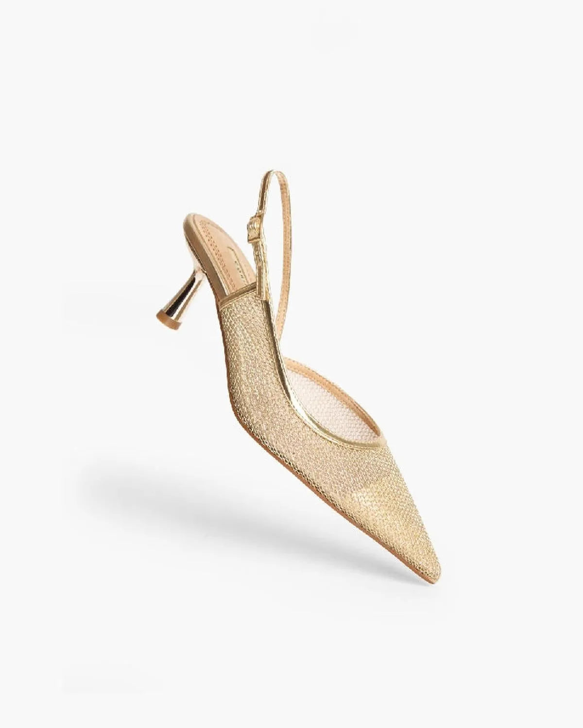 METALLIC MESH SLING BACK IN GOLD-Sling Backs-CORINA- Pointure.AE