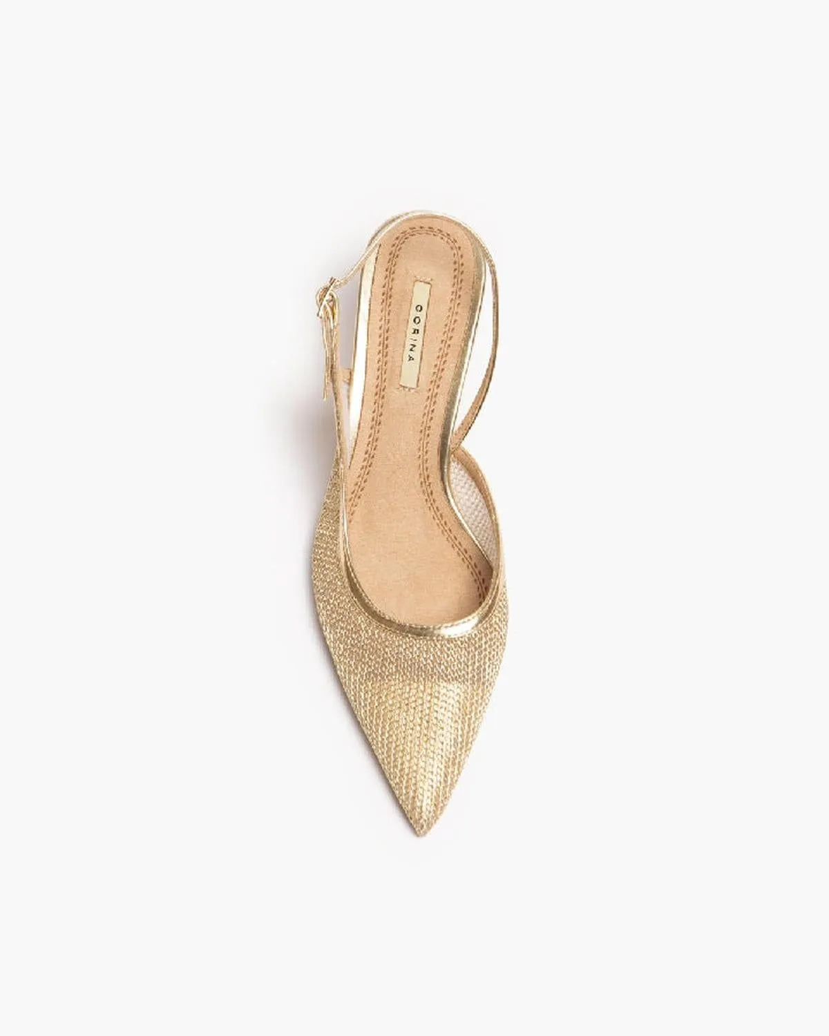 METALLIC MESH SLING BACK IN GOLD-Sling Backs-CORINA- Pointure.AE