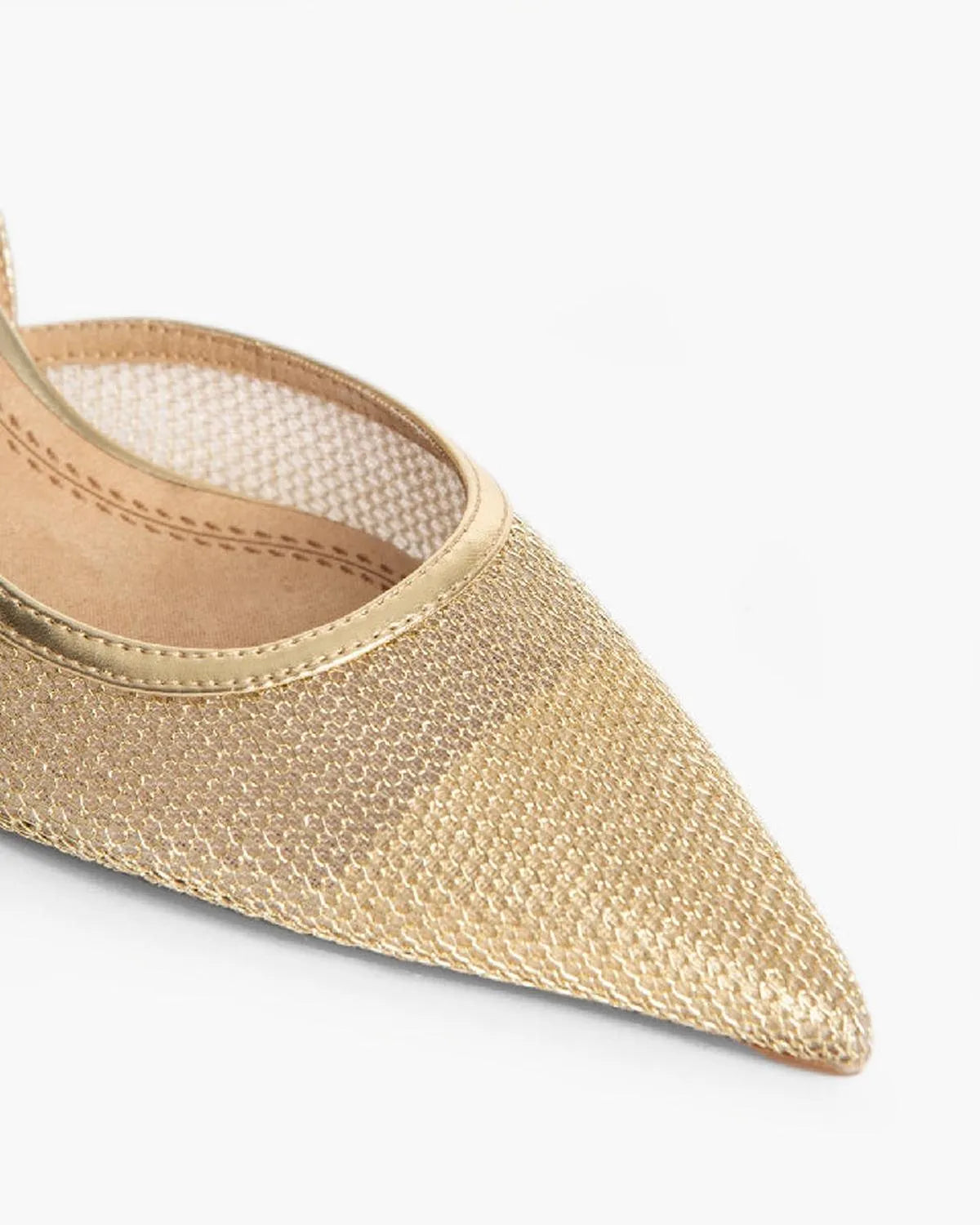 METALLIC MESH SLING BACK IN GOLD-Sling Backs-CORINA- Pointure.AE