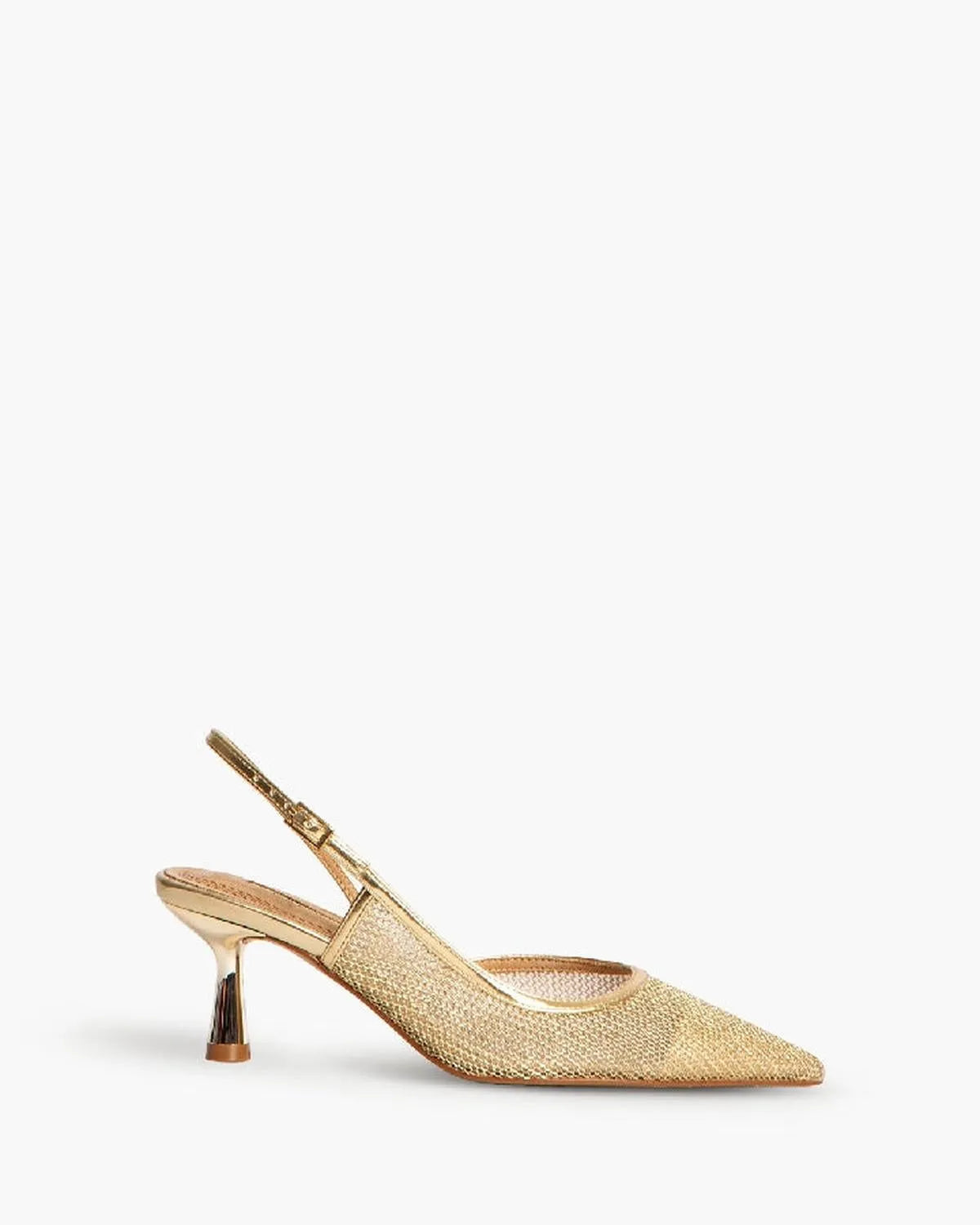 METALLIC MESH SLING BACK IN GOLD-Sling Backs-CORINA- Pointure.AE