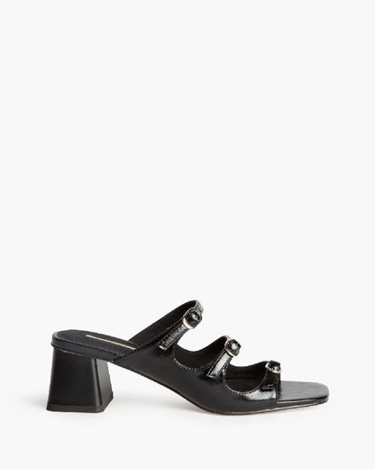 Mid Heel Slip-on with Straps in Black – Mules by Corina | MĀJÅ