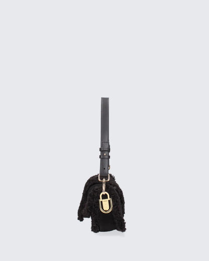 MINI YAYA FUR - BLACK-Shoulder Bags-MY BEST BAG- Pointure.AE