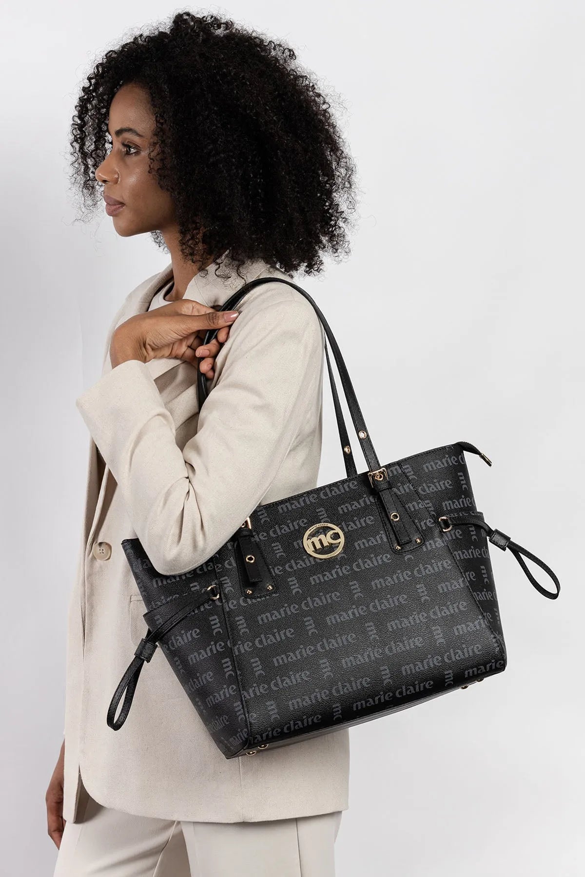 MONOGRAM SHOPPER BAG-Tote Bags-MARIE CLAIRE- Pointure.AE