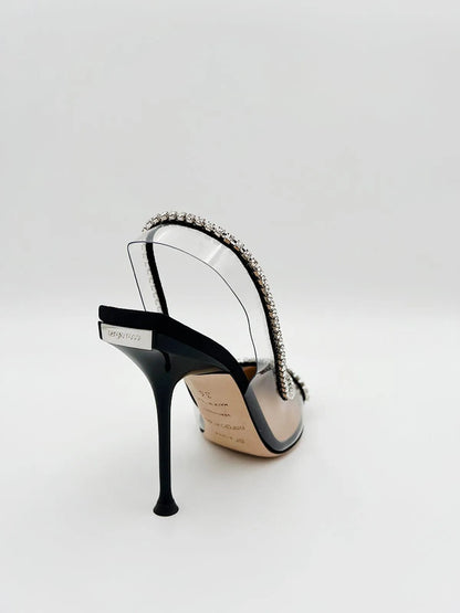 PVC CRYSTAL EMBELLISHED SLINGBACK-Sling Backs-SERGIO ROSSI- Pointure.AE