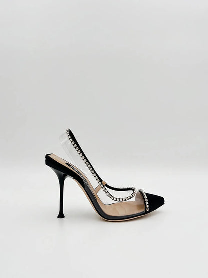 PVC CRYSTAL EMBELLISHED SLINGBACK-Sling Backs-SERGIO ROSSI- Pointure.AE