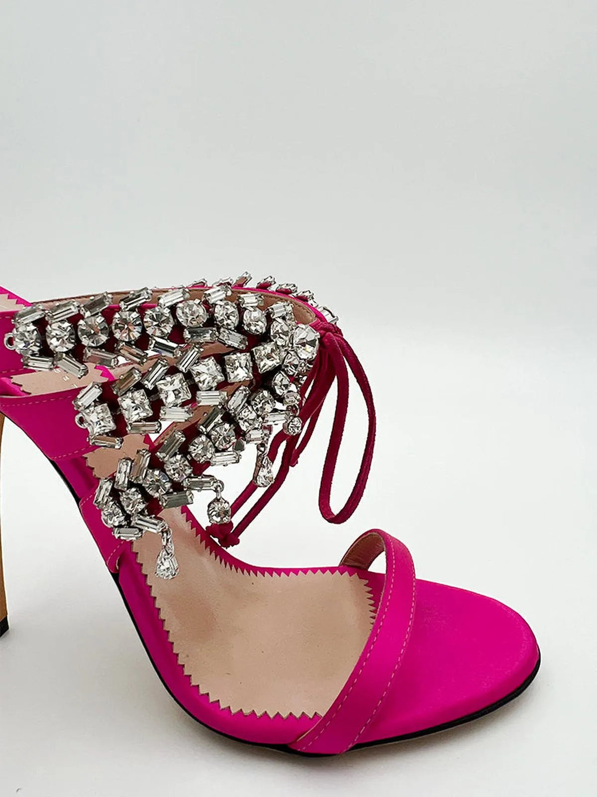 SATIN FUXIA MULE WITH CRYSTALS-Mules-GIUSEPPE ZANOTTI- Pointure.AE