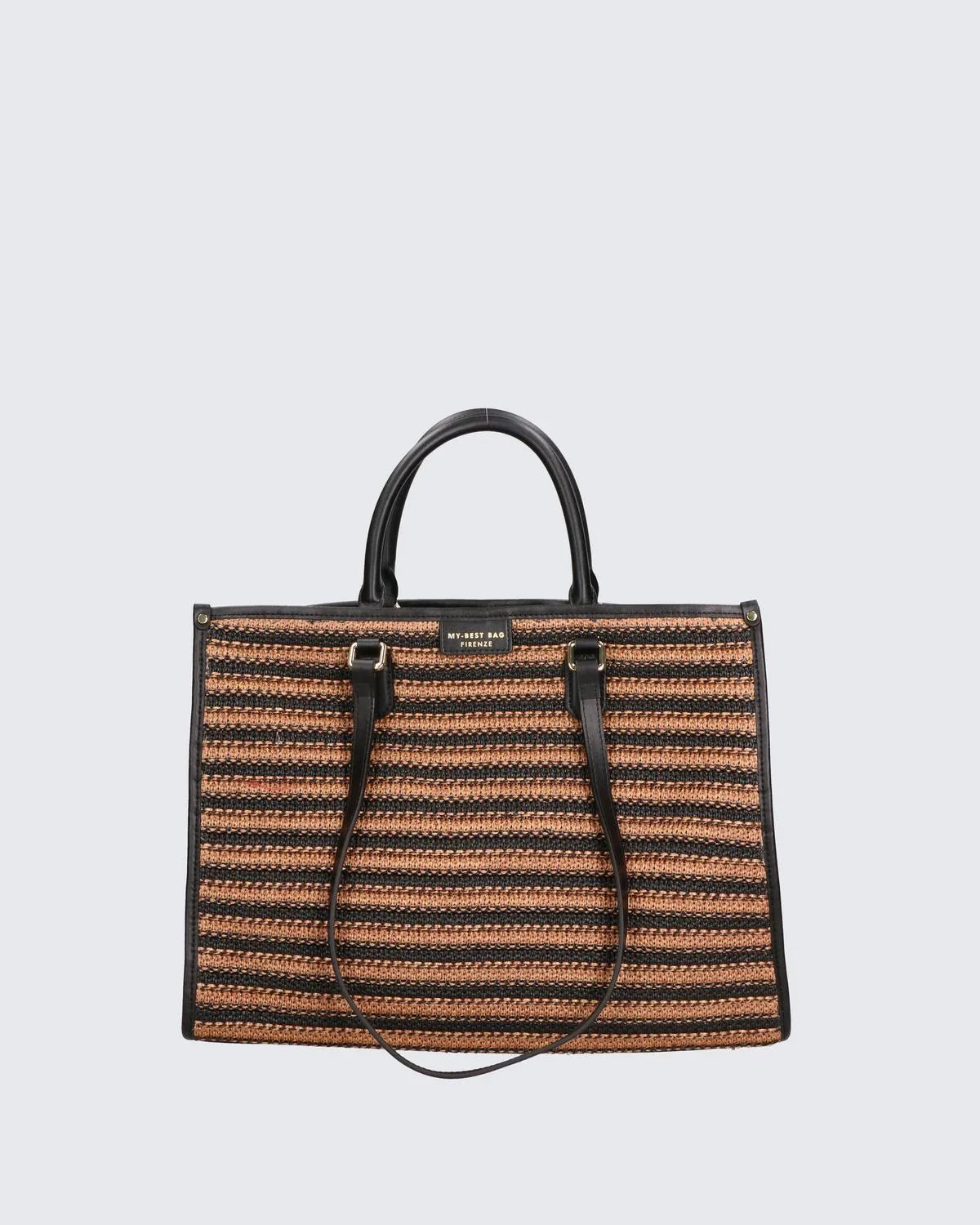 SHOPPER BAG - STRAW BLACK-Tote Bags-MY BEST BAG- Pointure.AE