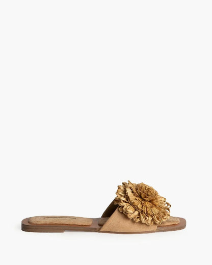Slipper with Flower Detail in Beige – Slippers by Corina | MĀJÅ