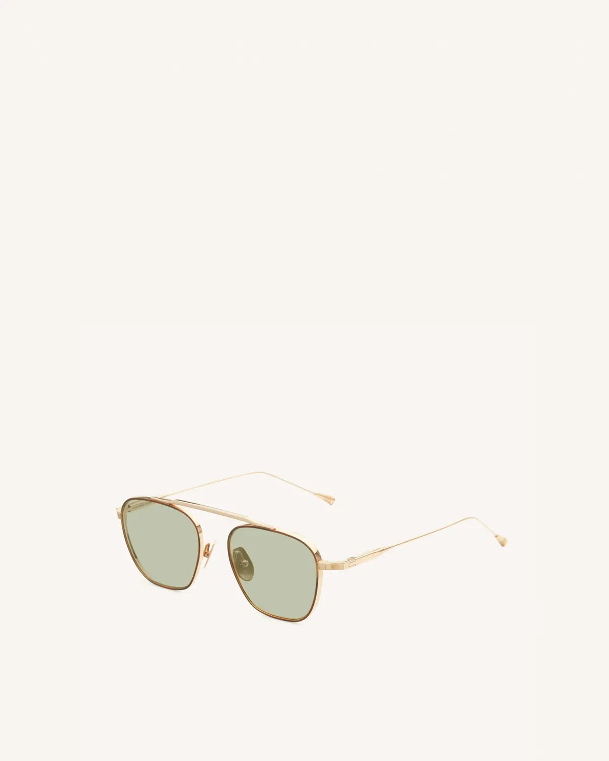 Spitfire - 14K GOLD & TORTOISE RIM INLAY/SOLID GREEN-Pilot Sunglasses-LUNETTERIE GÉNÉRALE- Pointure.AE