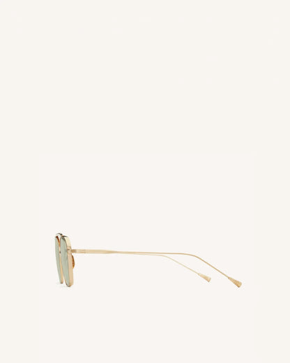 Spitfire - 14K GOLD & TORTOISE RIM INLAY/SOLID GREEN-Pilot Sunglasses-LUNETTERIE GÉNÉRALE- Pointure.AE