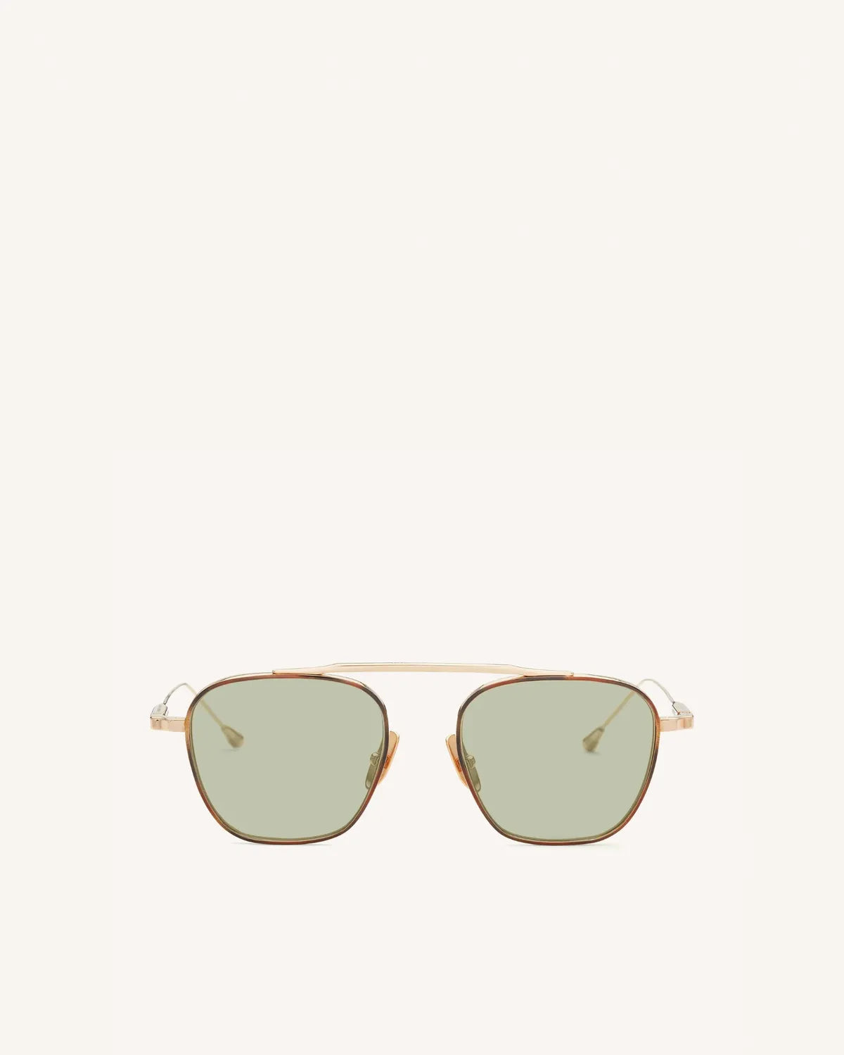 Spitfire - 14K GOLD & TORTOISE RIM INLAY/SOLID GREEN-Pilot Sunglasses-LUNETTERIE GÉNÉRALE- Pointure.AE