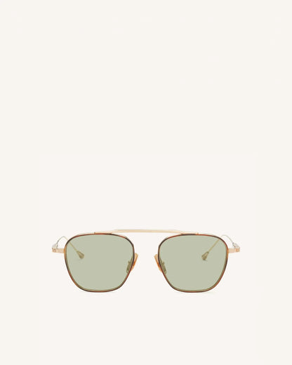 Spitfire - 14K GOLD & TORTOISE RIM INLAY/SOLID GREEN-Pilot Sunglasses-LUNETTERIE GÉNÉRALE- Pointure.AE