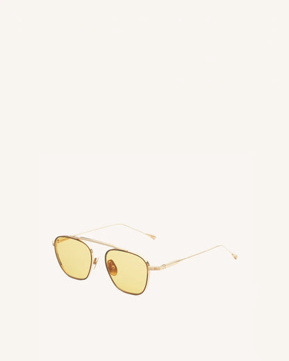 Spitfire - 14K GOLD & TORTOISE RIM INLAY/SOLID YELLOW-Pilot Sunglasses-LUNETTERIE GÉNÉRALE- Pointure.AE