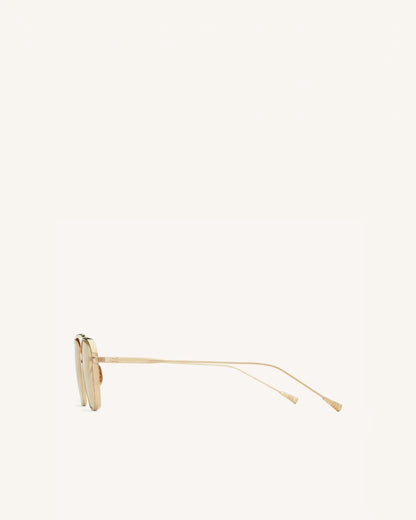Spitfire - 14K GOLD & TORTOISE RIM INLAY/SOLID YELLOW-Pilot Sunglasses-LUNETTERIE GÉNÉRALE- Pointure.AE