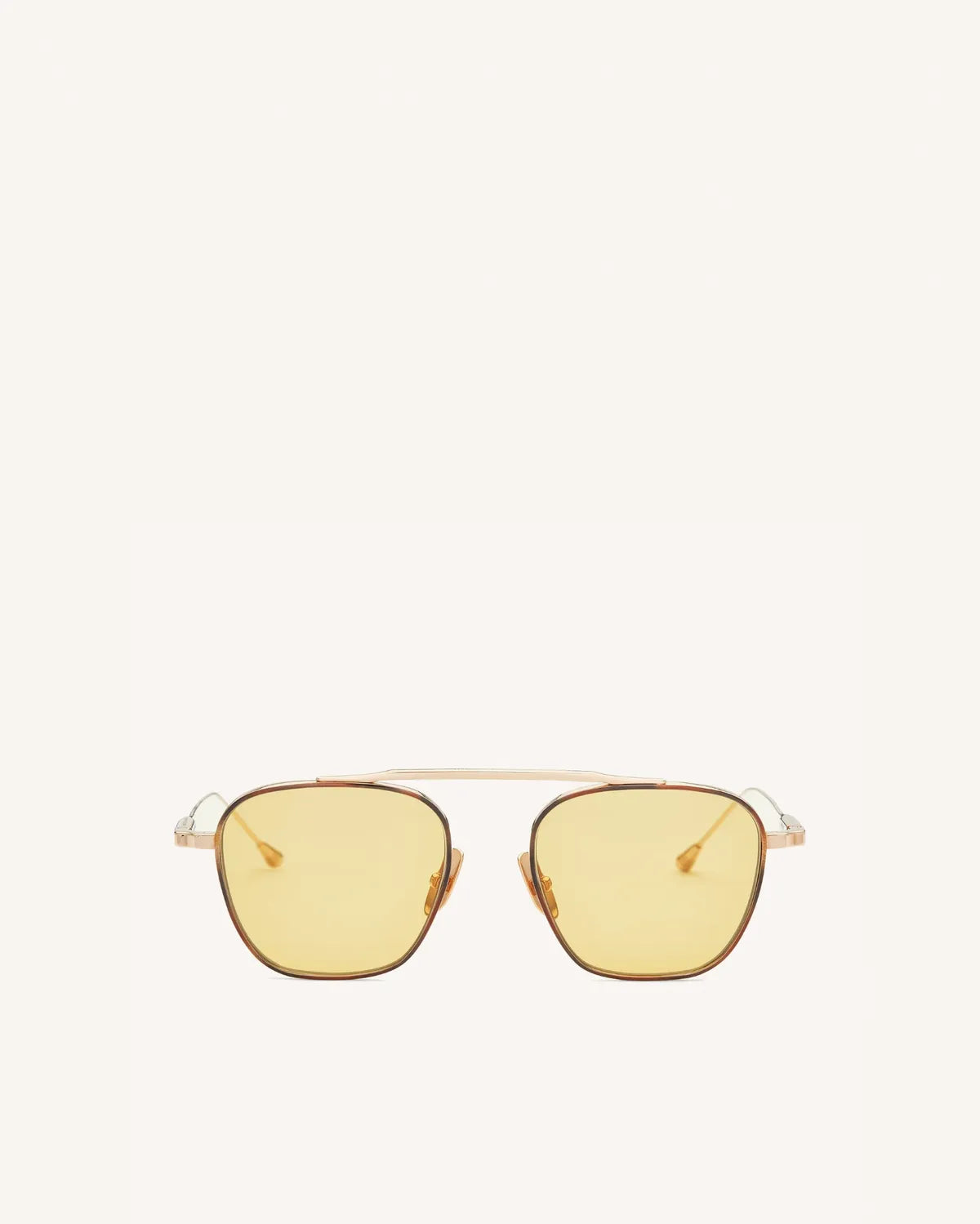 Spitfire - 14K GOLD & TORTOISE RIM INLAY/SOLID YELLOW-Pilot Sunglasses-LUNETTERIE GÉNÉRALE- Pointure.AE