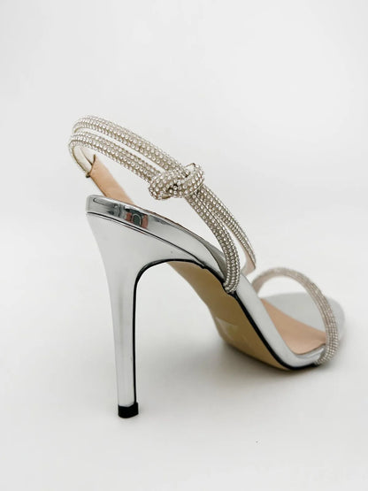 STILLETO HEELED SANDALS IN SILVER-Sandals-TUCINO- Pointure.AE