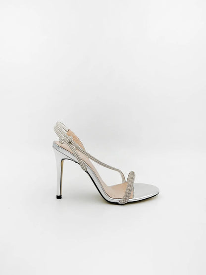 STILLETO HEELED SANDALS IN SILVER-Sandals-TUCINO- Pointure.AE