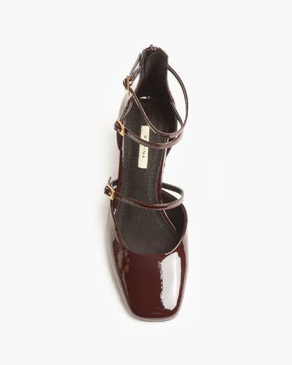 STRAP HEELS IN BURGUNDY-Sandals-CORINA- Pointure.AE