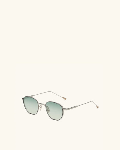 Studio 54 - PALLADIUM & WHITE GOLD/GRADIENT BLUE-GREEN-Round Frame Sunglasses-LUNETTERIE GÉNÉRALE- Pointure.AE