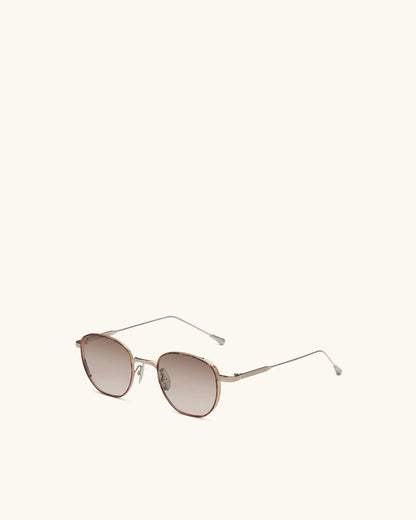 Studio 54 - WHITE GOLD & PALLADIUM/GRADIENT LIGHT BROWN-Round Frame Sunglasses-LUNETTERIE GÉNÉRALE- Pointure.AE