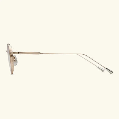 Studio 54 - WHITE GOLD & PALLADIUM/GRADIENT LIGHT BROWN-Round Frame Sunglasses-LUNETTERIE GÉNÉRALE- Pointure.AE