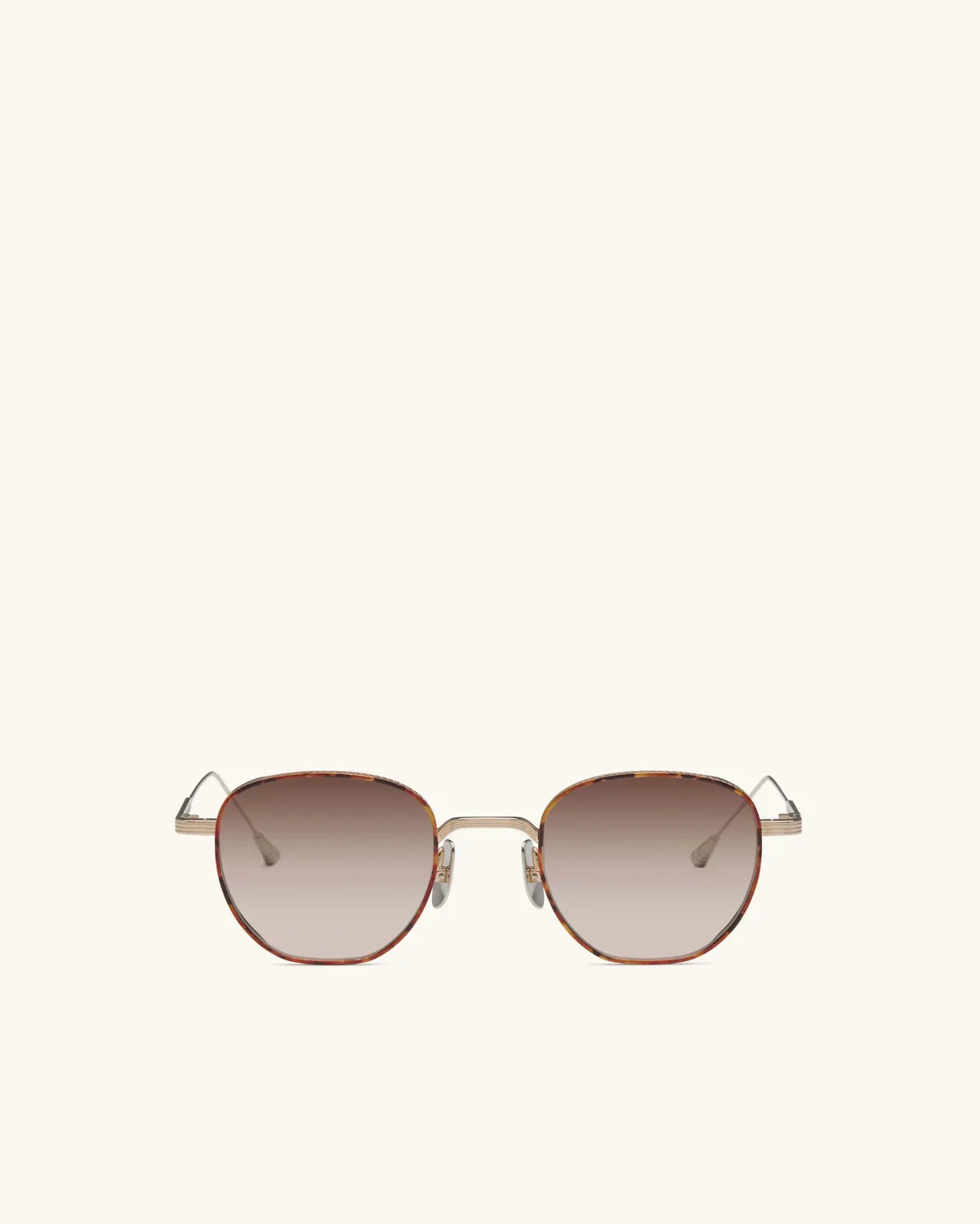 Studio 54 - WHITE GOLD & PALLADIUM/GRADIENT LIGHT BROWN-Round Frame Sunglasses-LUNETTERIE GÉNÉRALE- Pointure.AE