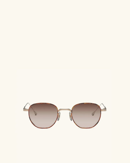 Studio 54 - WHITE GOLD & PALLADIUM/GRADIENT LIGHT BROWN-Round Frame Sunglasses-LUNETTERIE GÉNÉRALE- Pointure.AE