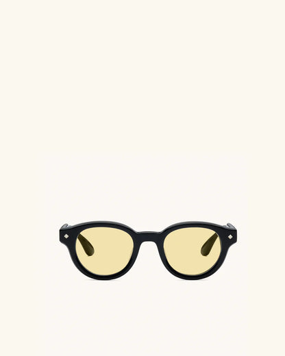 The Gift Of Mortality - BLACK & PALLADIUM/SOLID YELLOW-Round Frame Sunglasses-LUNETTERIE GÉNÉRALE- Pointure.AE