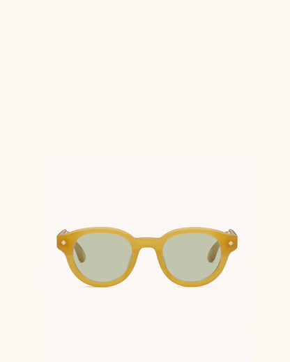 The Gift Of Mortality - HONEY CRYSTAL & 18K GOLD/SOLID GREEN G13-Round Frame Sunglasses-LUNETTERIE GÉNÉRALE- Pointure.AE