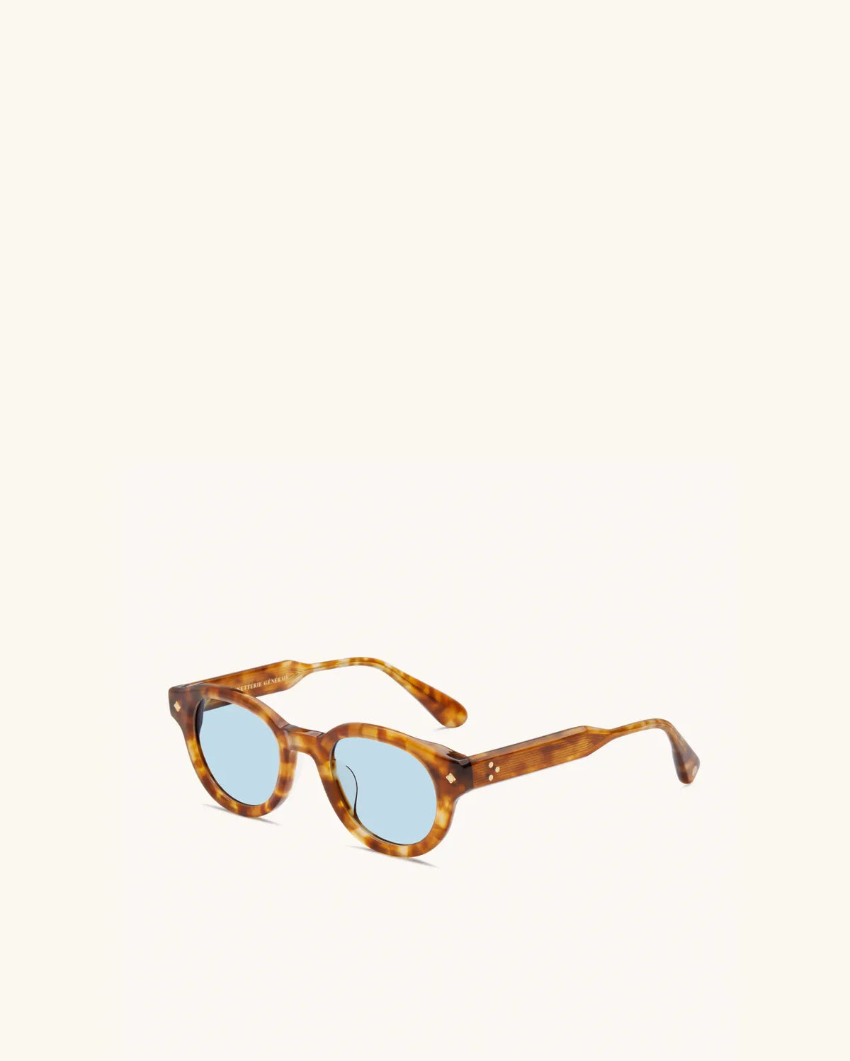 The Gift Of Mortality - LIGHT TORTOISE & 24K GOLD/SOLID BLUE-Round Frame Sunglasses-LUNETTERIE GÉNÉRALE- Pointure.AE