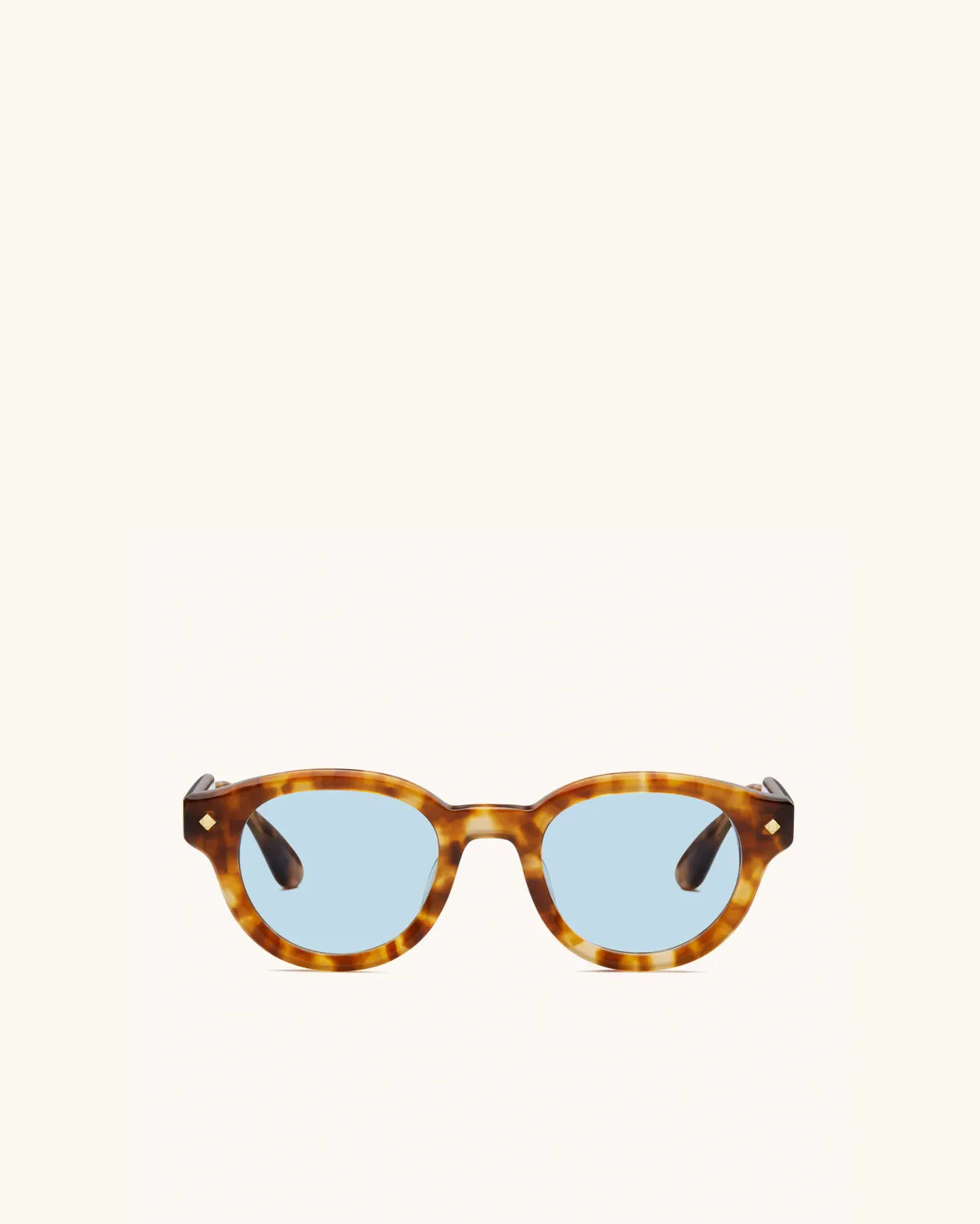 The Gift Of Mortality - LIGHT TORTOISE & 24K GOLD/SOLID BLUE-Round Frame Sunglasses-LUNETTERIE GÉNÉRALE- Pointure.AE