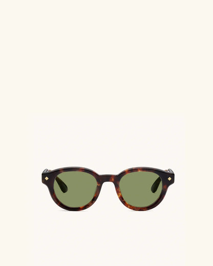 The Gift Of Mortality - MEDIUM TORTOISE & 24K GOLD/SOLID GREEN G15-Round Frame Sunglasses-LUNETTERIE GÉNÉRALE- Pointure.AE